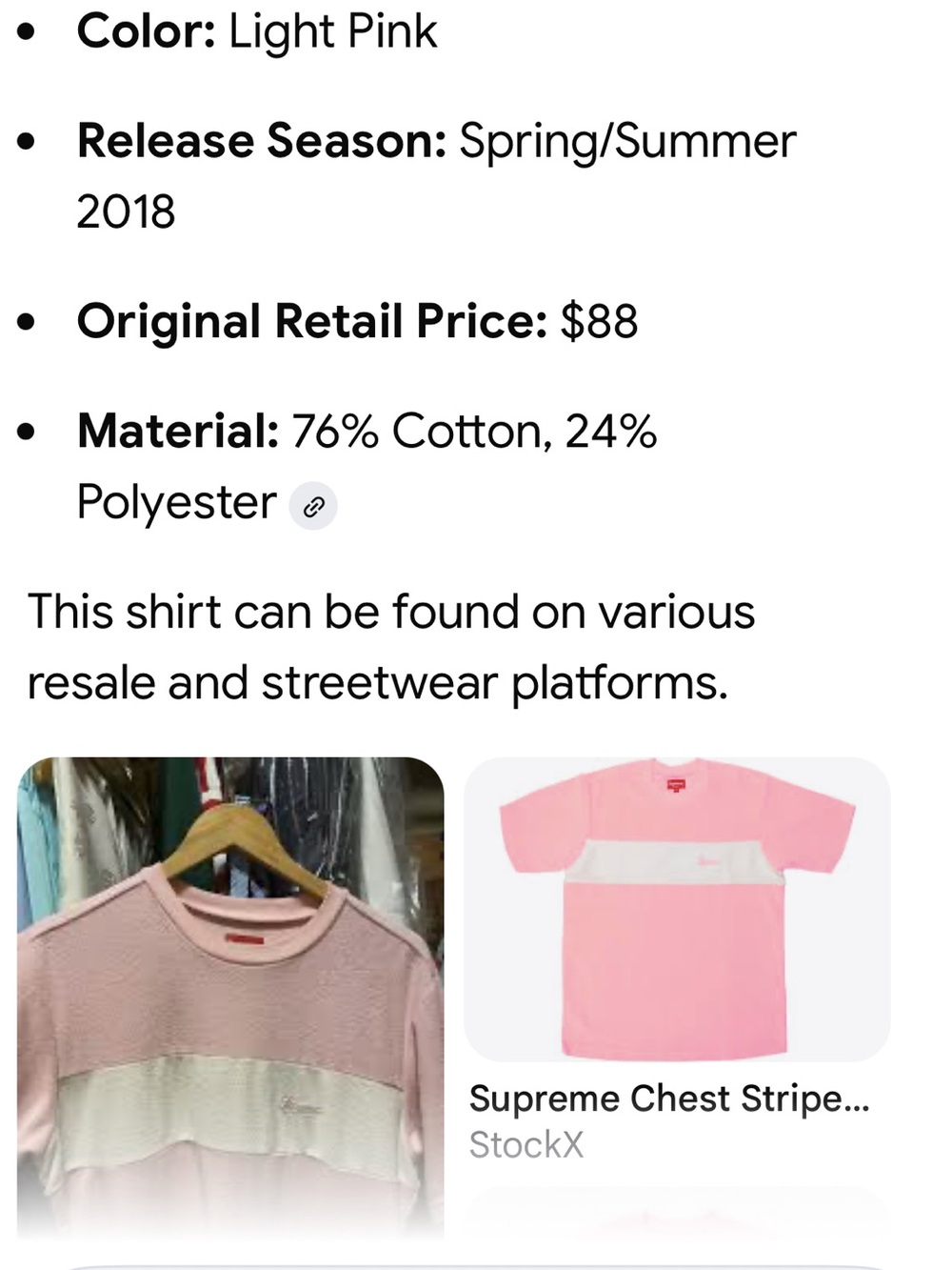 Supreme Pink and White Striped Short Sleeve Terry Tee